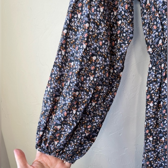 Target boho peasant ruffle tiered floral balloon long sleeve midi Cottagecore - Picture 3 of 10